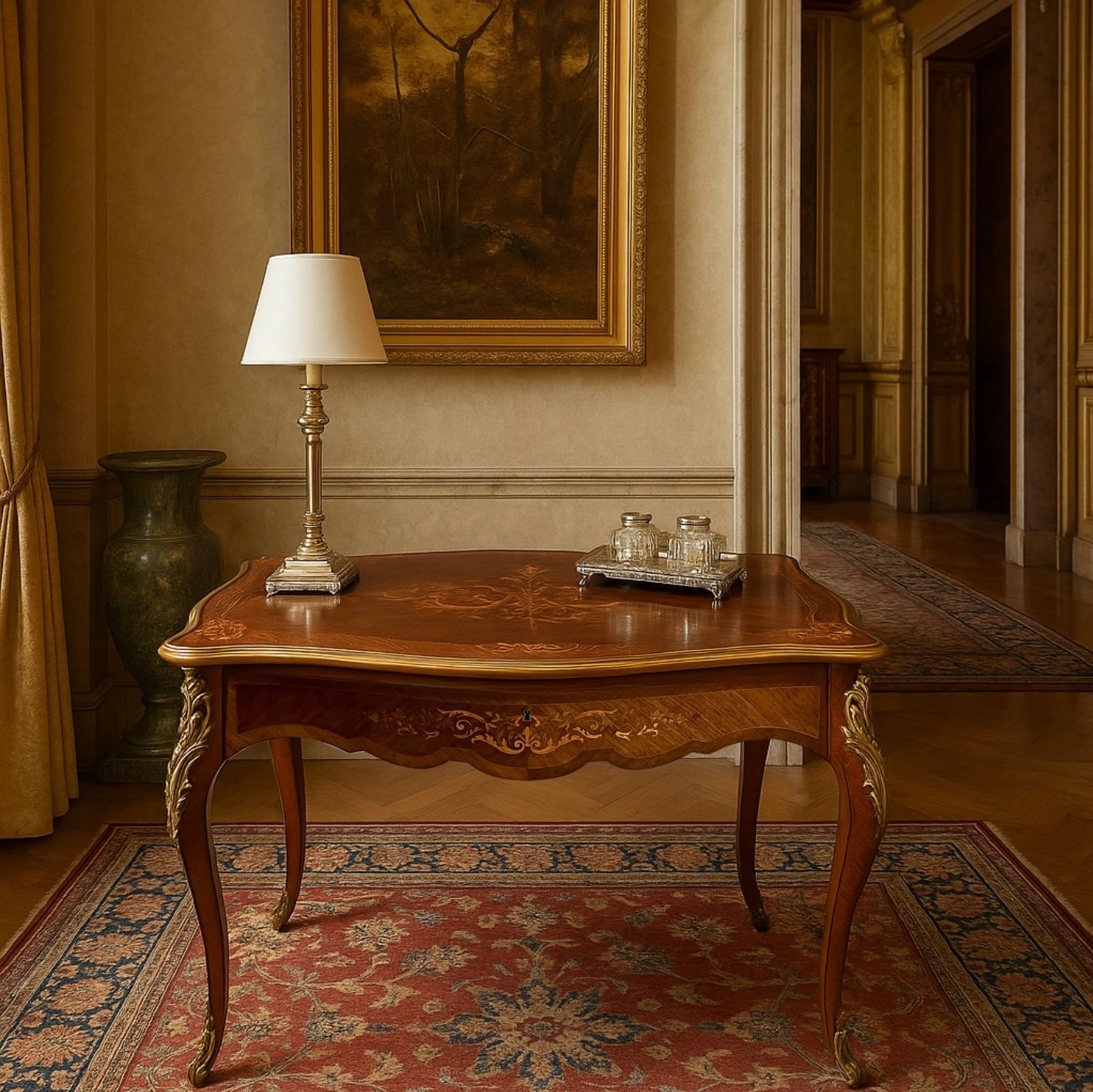 Writing desk with bronze details