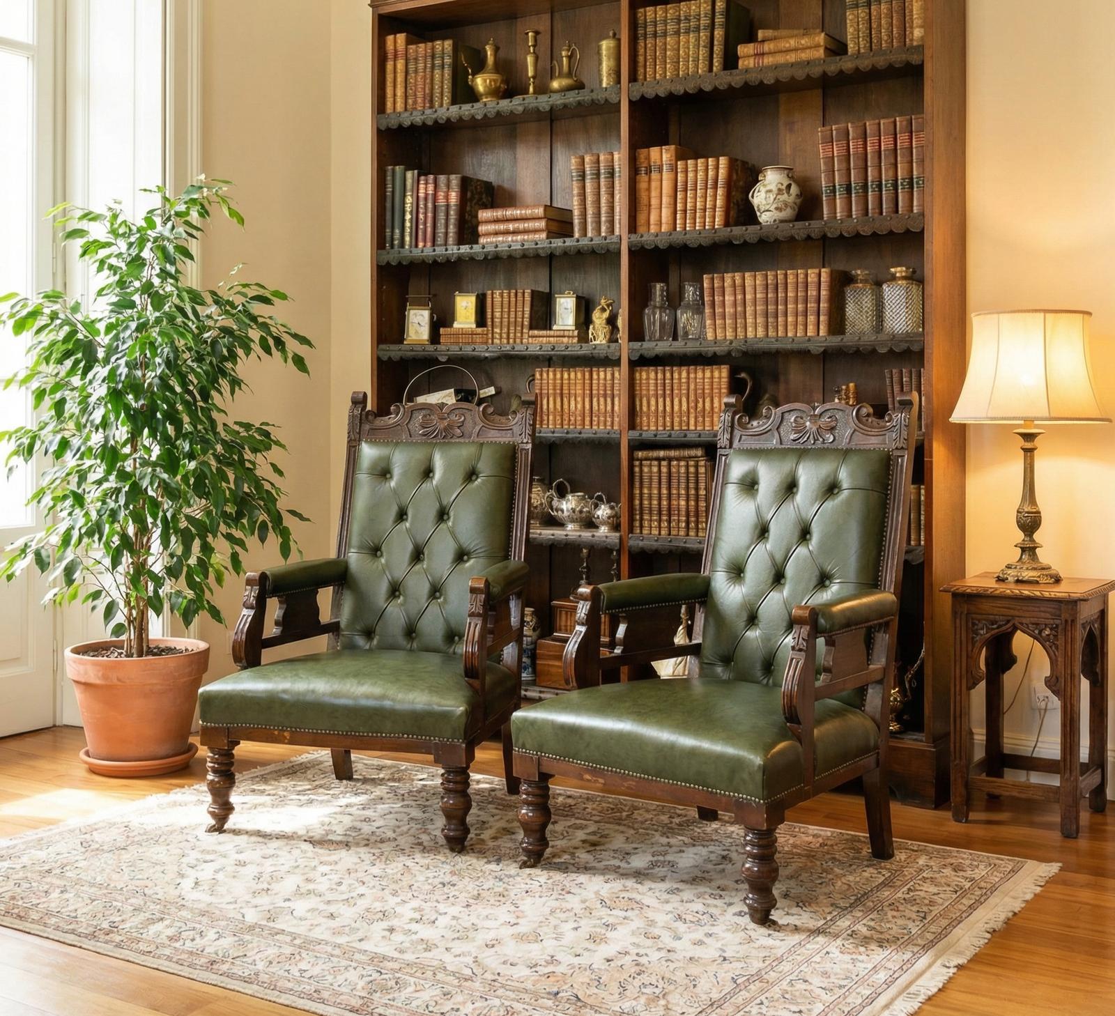 Leather armchairs (pair) — 1
