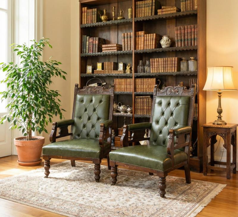 Leather armchairs (pair)