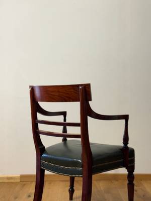 Set 4 mahogany armchairs with leather seats thumbnail 3