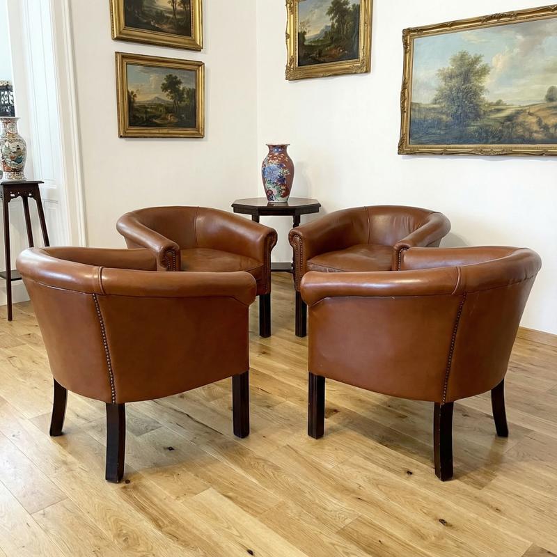Set 4 leather armchairs