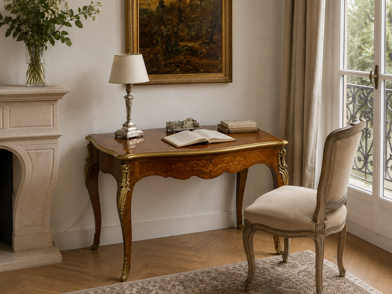 Writing desk with bronze details