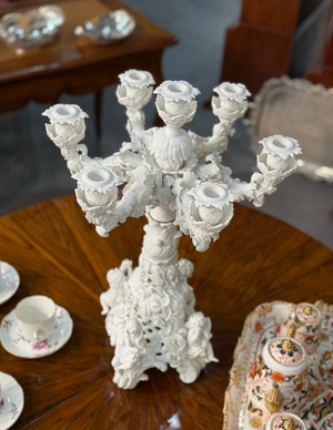 Antique and large Meissen porcelain candelabrum thumbnail 2