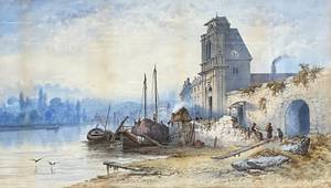 Landscape watercolor - 98 x 143 cm thumbnail 3